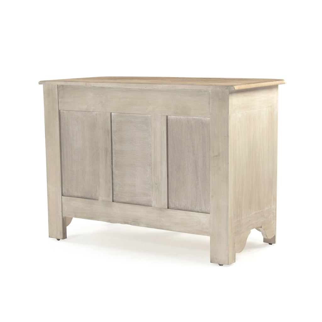 Patric French Painted Elm Chest in Whitewash with Natural Top, studio photo 4 of 4 on a white background
