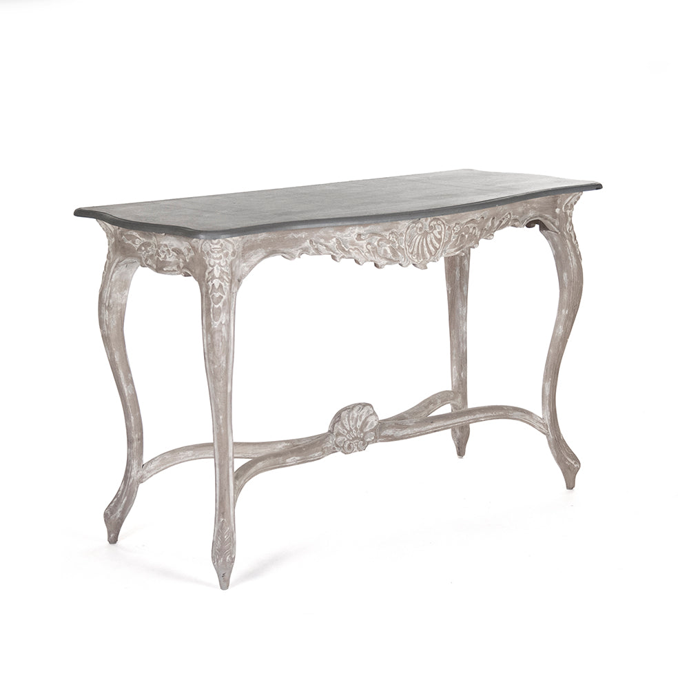 Reuben Louis XV Pine Console Table, studio photo 2 of 3 on a white background