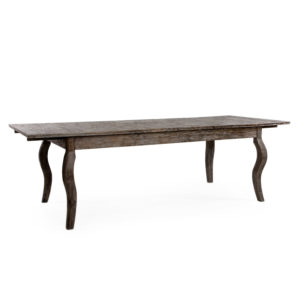Rhone Oak Dining Table in Limed Charcoal Oak, studio photo 2 of 2 on a white background