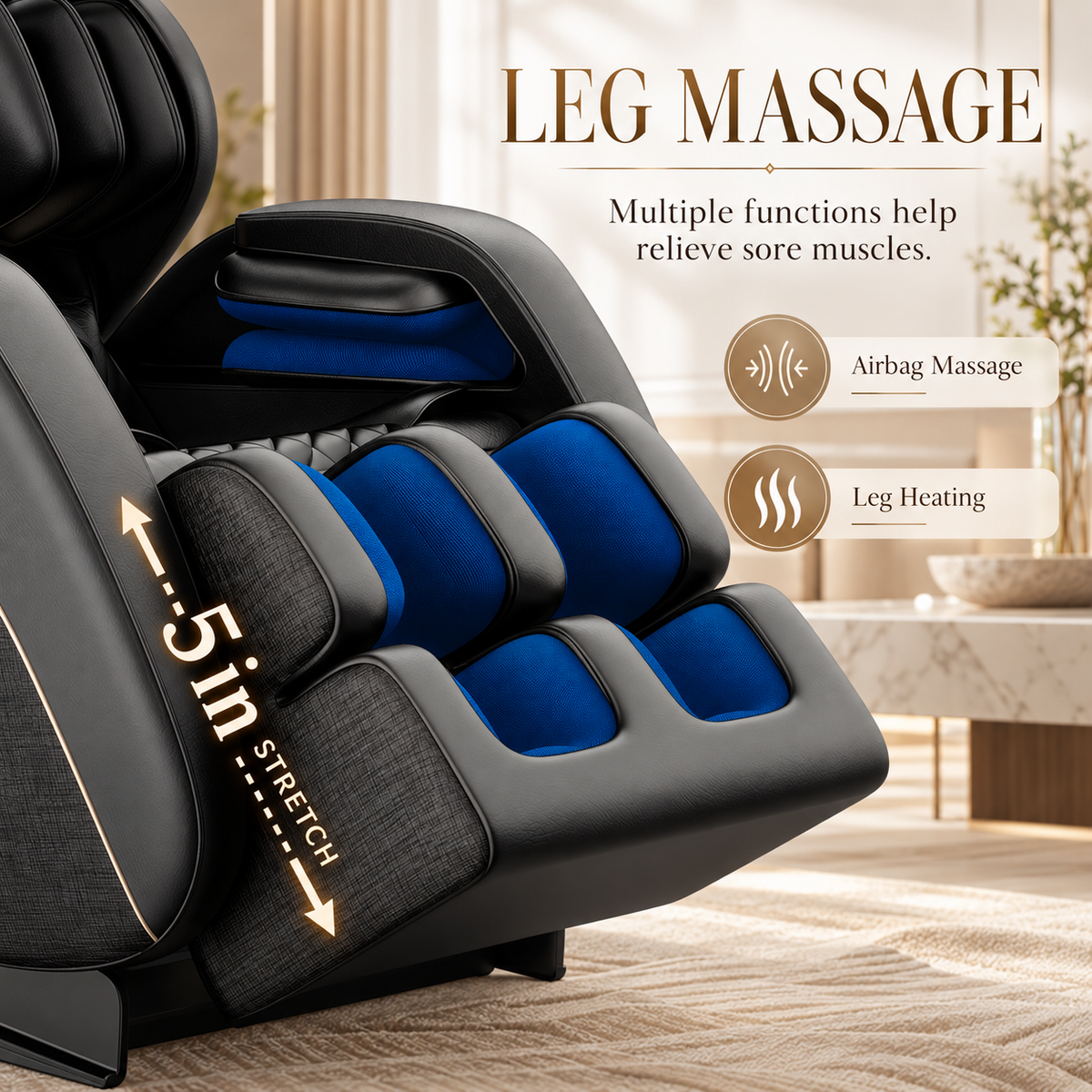 Black Zero-Gravity Massage Chair Recliner with Air Pressure & Heat