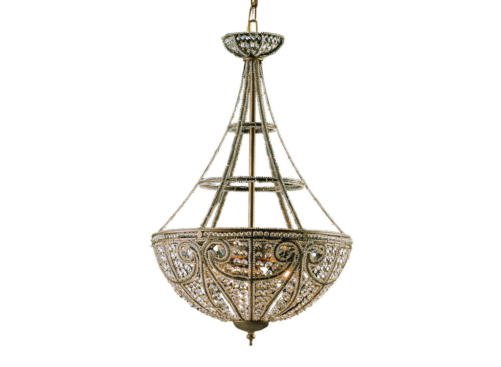 Elizabethan Renaissance K9 Crystal Chandelier, Dark Bronze, 17" or 28"