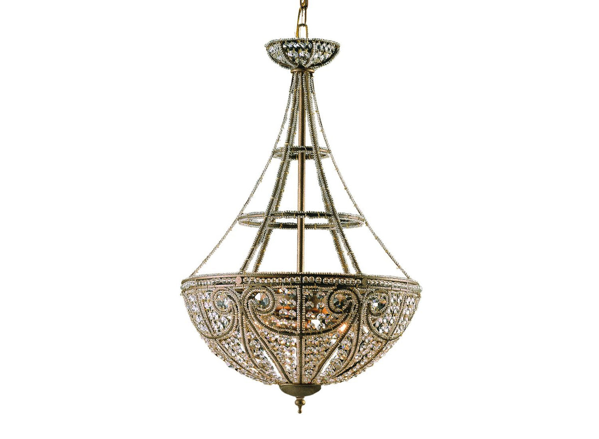 Elizabethan Renaissance K9 Crystal Chandelier, Dark Bronze, 17" or 28"