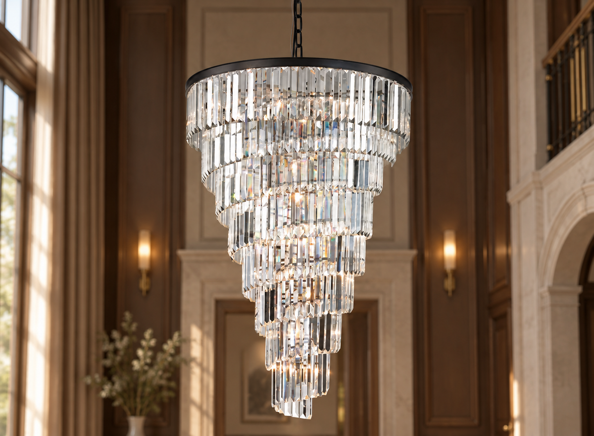 Palacial Tiered K9 Crystal Chandelier, Oil-Rubbed Bronze, 16", 26" or 36"