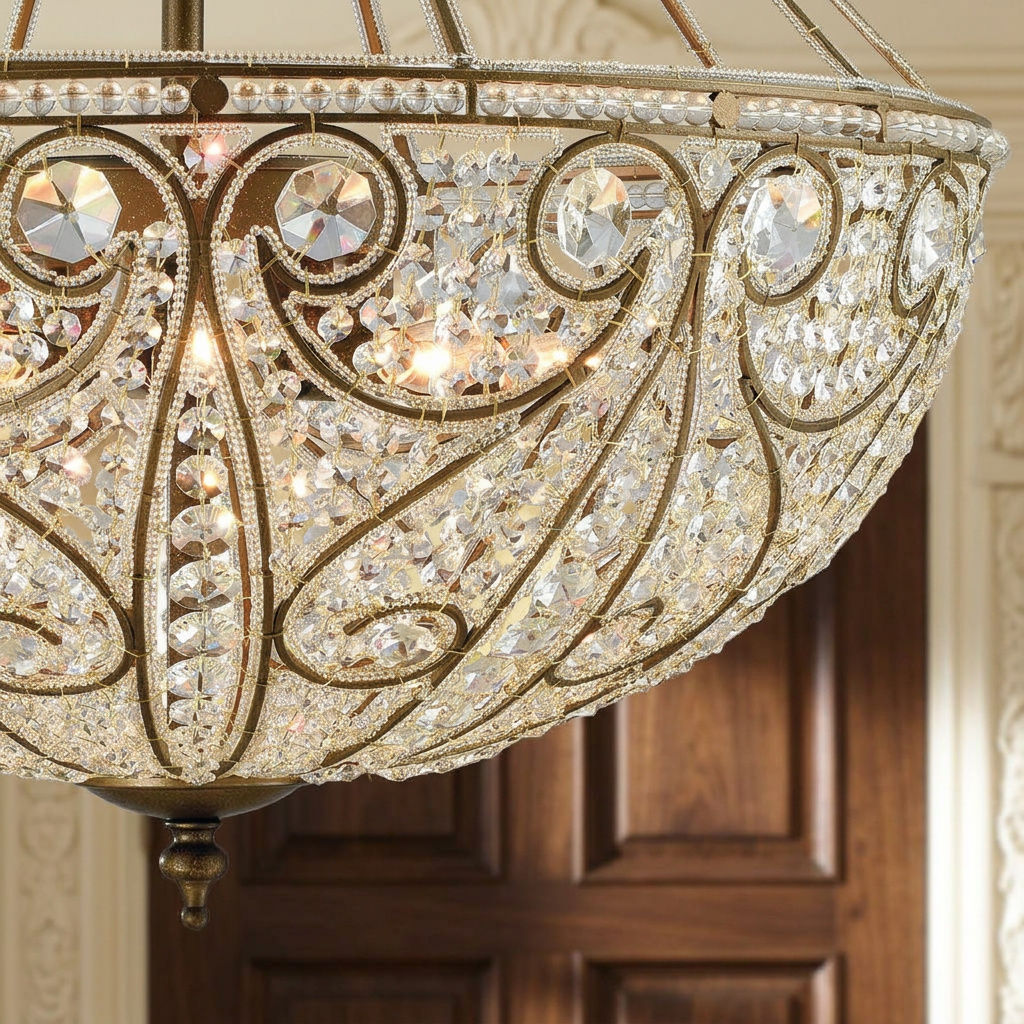 Elizabethan Renaissance K9 Crystal Chandelier, Dark Bronze, 17" or 28"