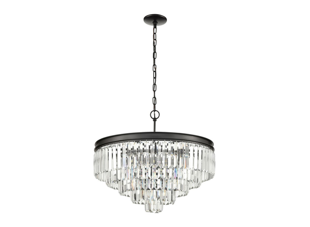 Palacial Cascading K9 Crystal Chandelier, Oil-Rubbed Bronze, 20" or 24"