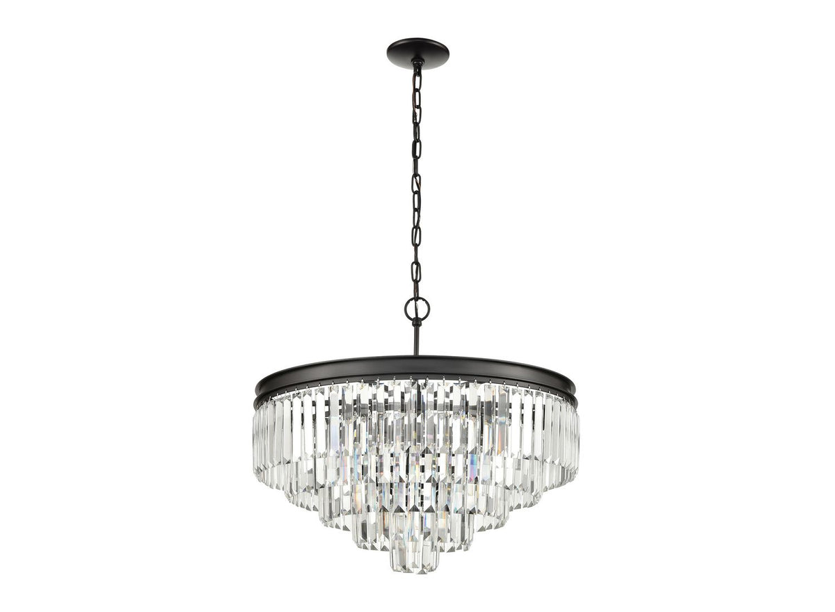 Palacial Cascading K9 Crystal Chandelier, Oil-Rubbed Bronze, 20" or 24"