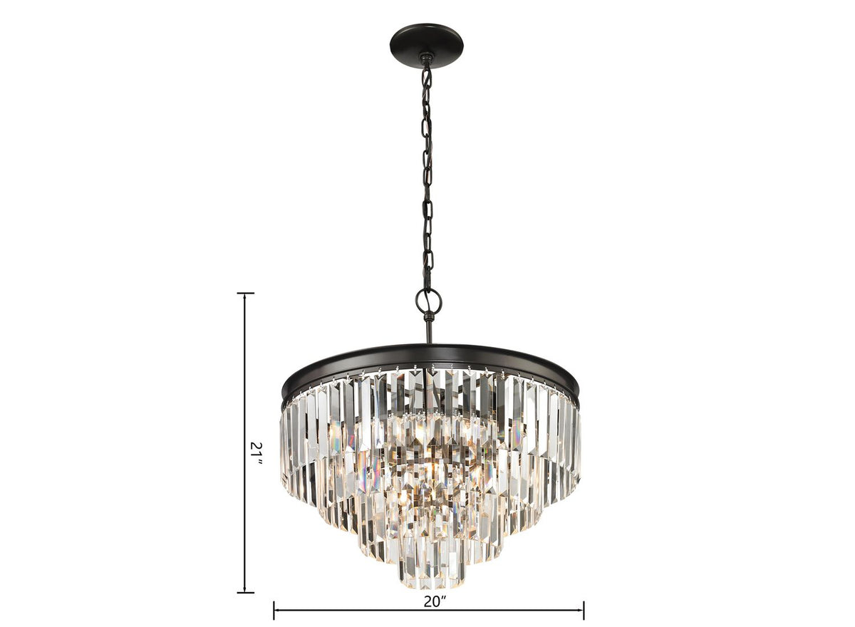 Palacial Cascading K9 Crystal Chandelier, Oil-Rubbed Bronze, 20" or 24"