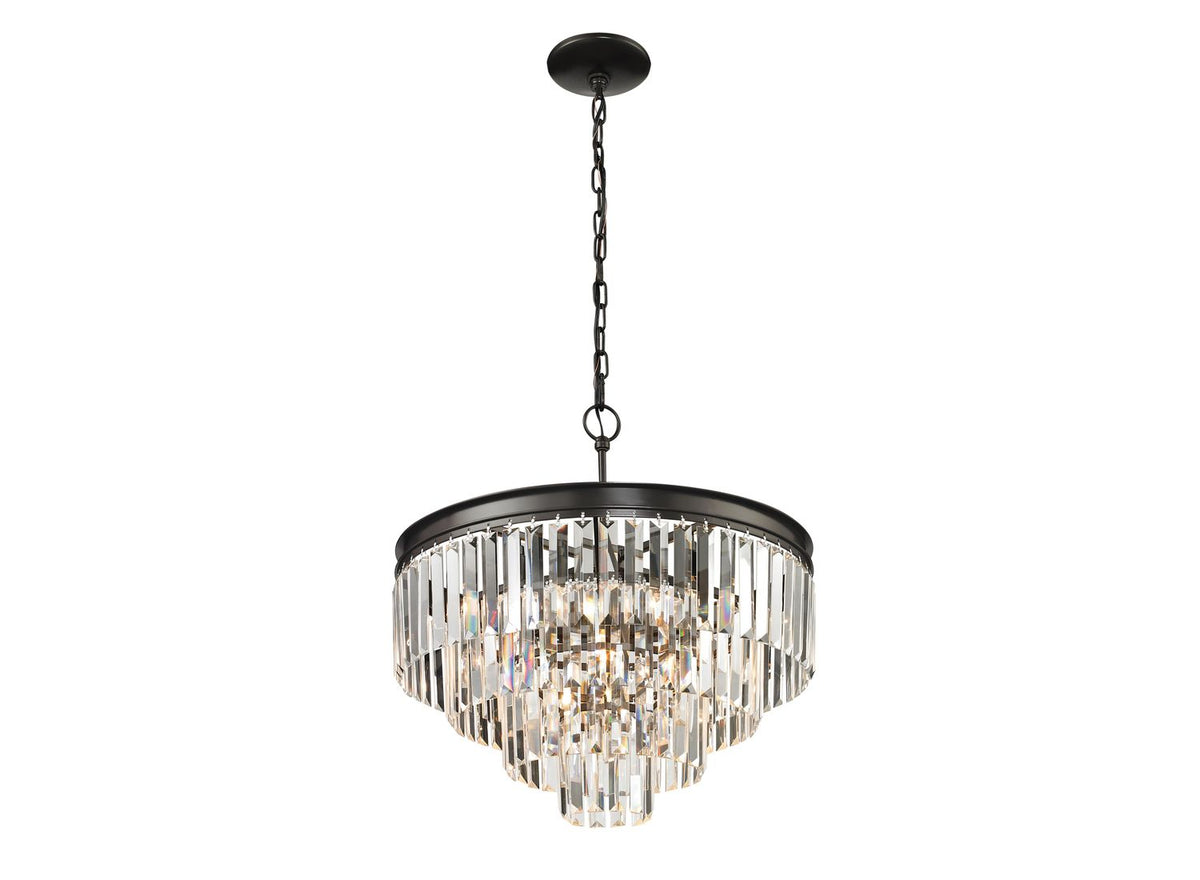 Palacial Cascading K9 Crystal Chandelier, Oil-Rubbed Bronze, 20" or 24"