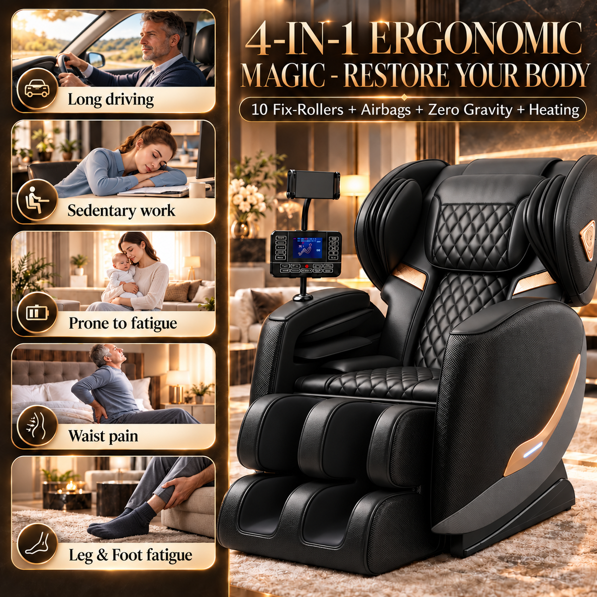 Luxury Full-Body Zero Gravity Massage Chair with Heat
