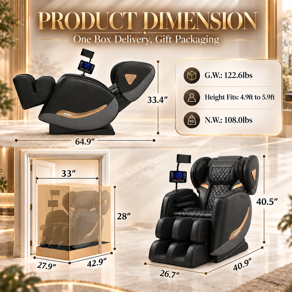 Luxury Full-Body Zero Gravity Massage Chair with Heat
