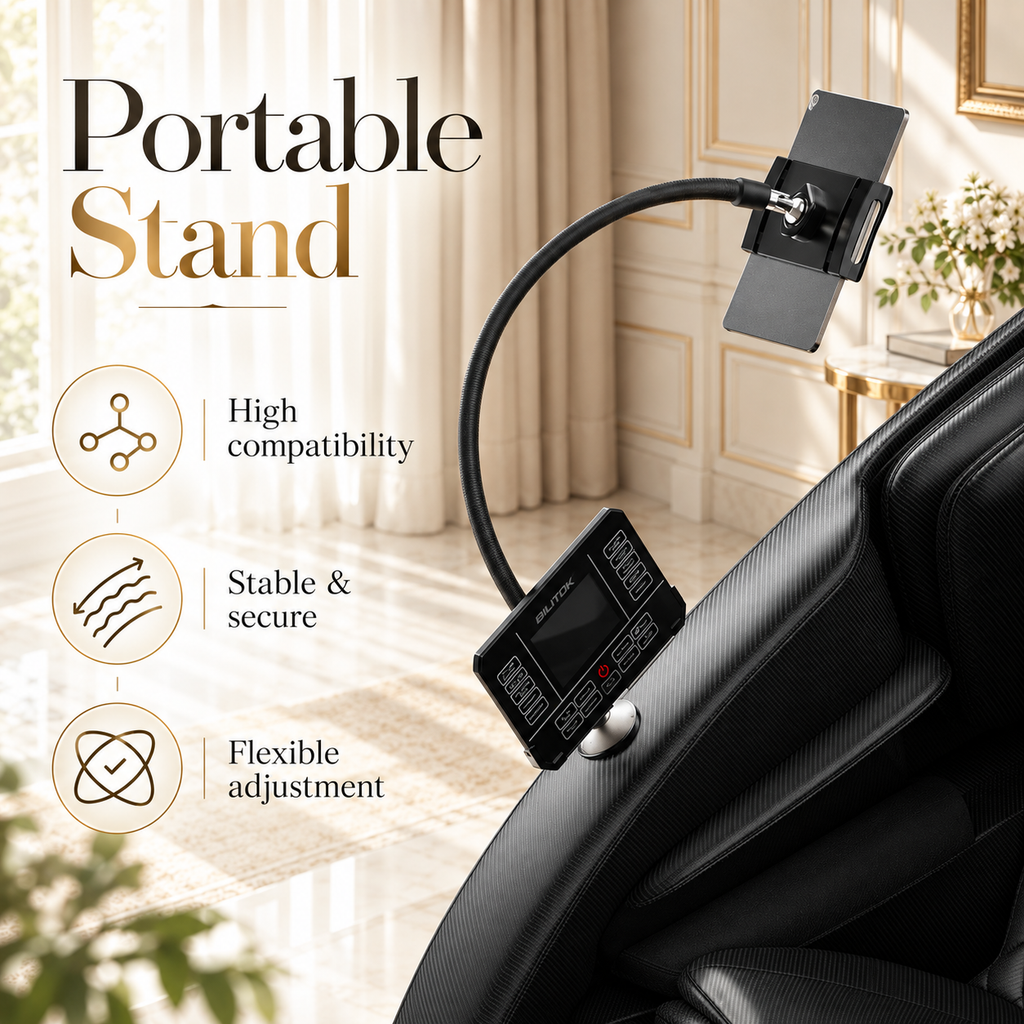 BILITOK Black Zero-Gravity 8-Roller Massage Recliner with Full-Body Air Pressure & Heat