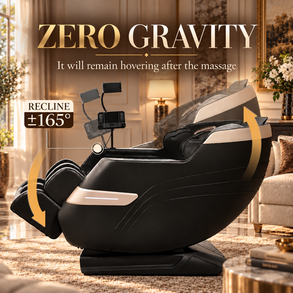 Black Zero-Gravity Full-Body Massage Chair with Bluetooth