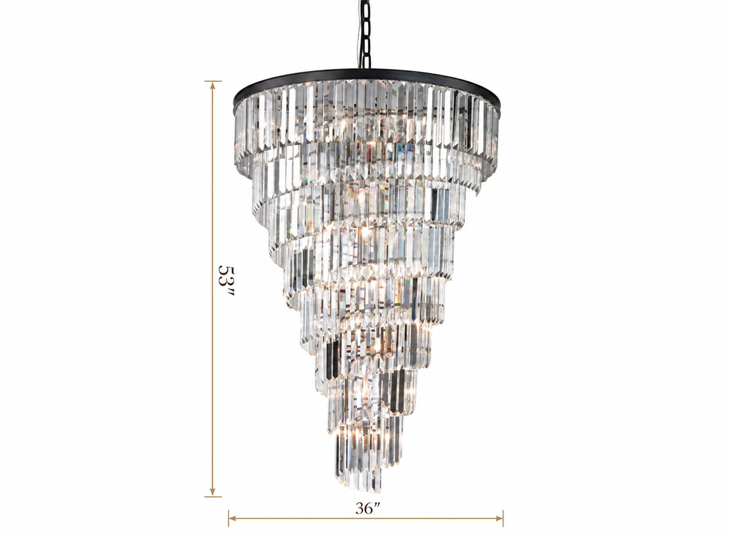 Palacial Tiered K9 Crystal Chandelier, Oil-Rubbed Bronze, 16", 26" or 36"