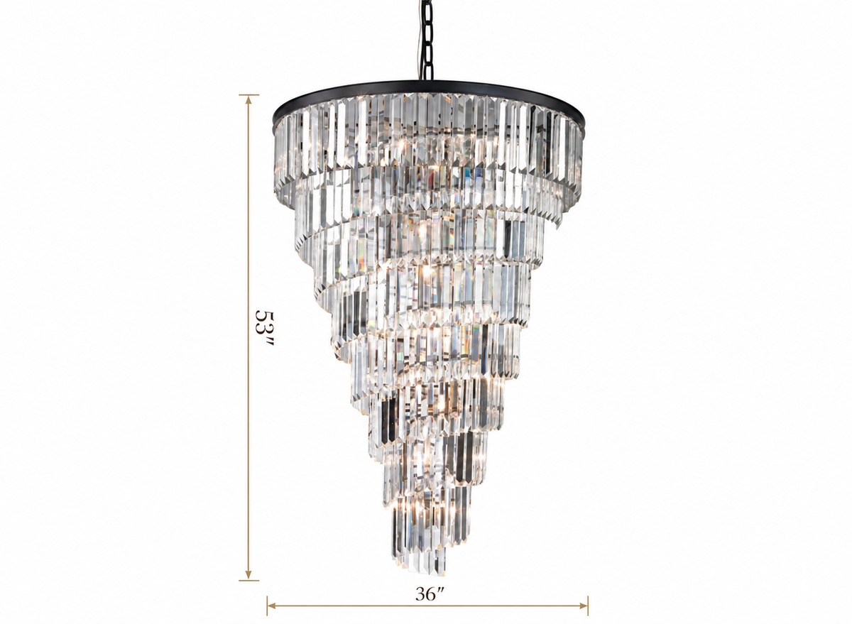 Palacial Tiered K9 Crystal Chandelier, Oil-Rubbed Bronze, 16", 26" or 36"
