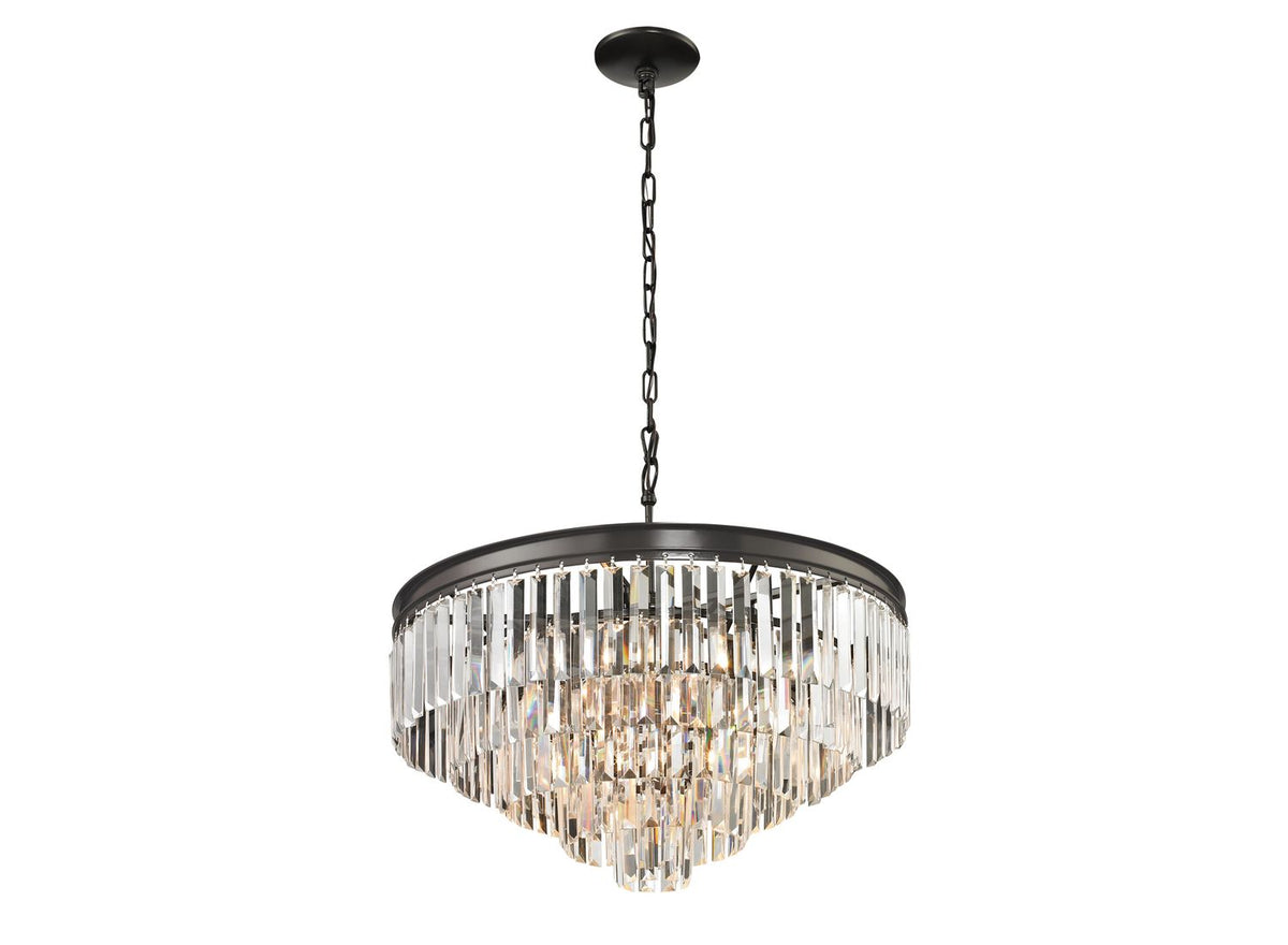 Palacial Cascading K9 Crystal Chandelier, Oil-Rubbed Bronze, 20" or 24"