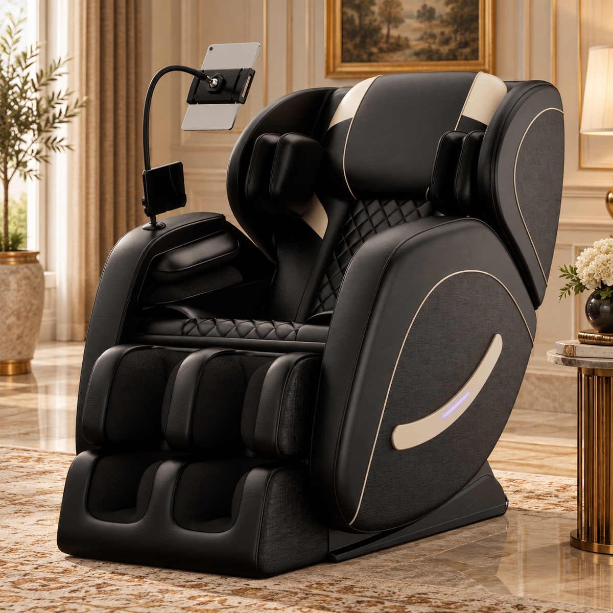 Black Zero-Gravity Massage Chair Recliner with Air Pressure & Heat