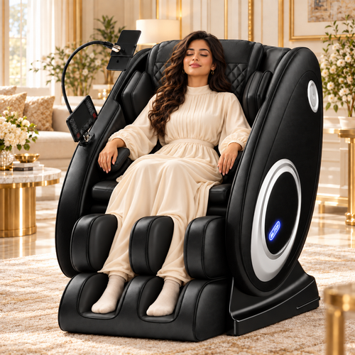 BILITOK Black Zero-Gravity 8-Roller Massage Recliner with Full-Body Air Pressure & Heat