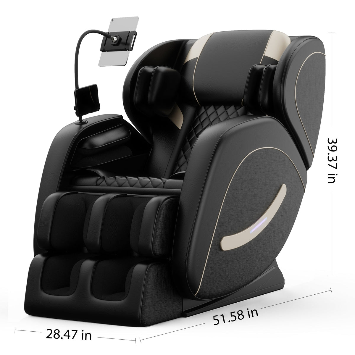 Black Zero-Gravity Massage Chair Recliner with Air Pressure & Heat