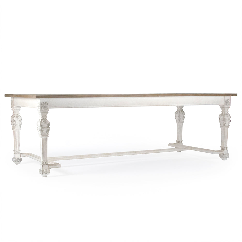 San Francisco Carved Dining Table, studio photo 1 of 3 on a white background