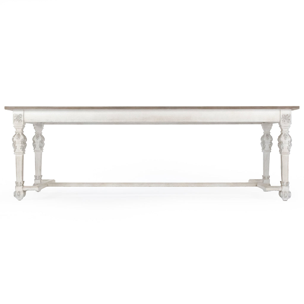 San Francisco Carved Dining Table, studio photo 2 of 3 on a white background