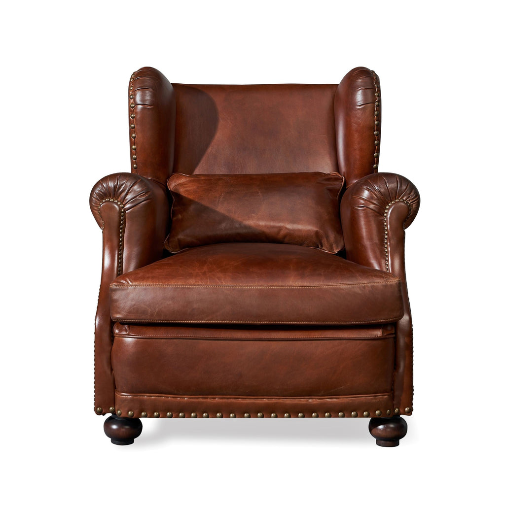 Sego Classic Leather Wingback Club Chair, studio photo 2 of 4 on a white background