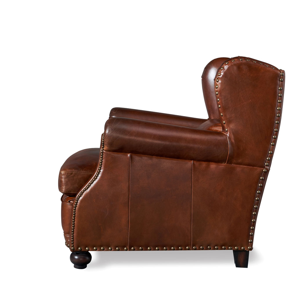 Sego Classic Leather Wingback Club Chair, studio photo 3 of 4 on a white background