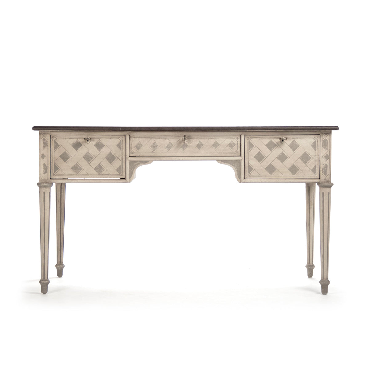 Sergei French Painted Writing Desk in Ivory, studio photo 1 of 6 on a white background