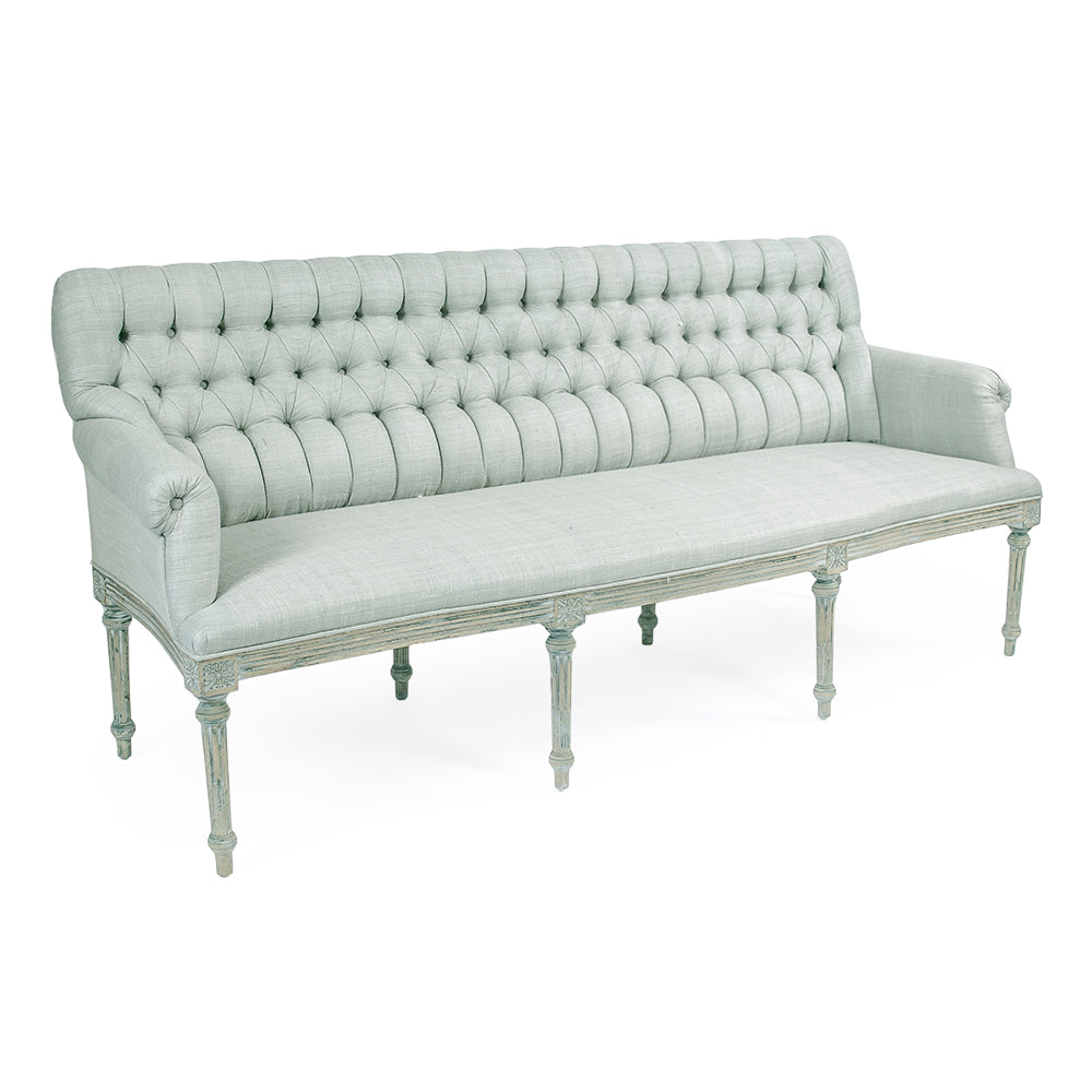 Wendy French Tufted Raw Silk Settee, studio photo 1 of 1 on a white background